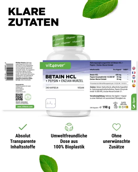 Vit4ever <br>Betaina HCL - 240 capsule - immagine 2
