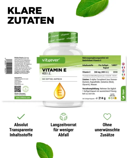 Vit4ever <br>Witamina E 400 j.m. - 365 kapsułek - obrazek 2