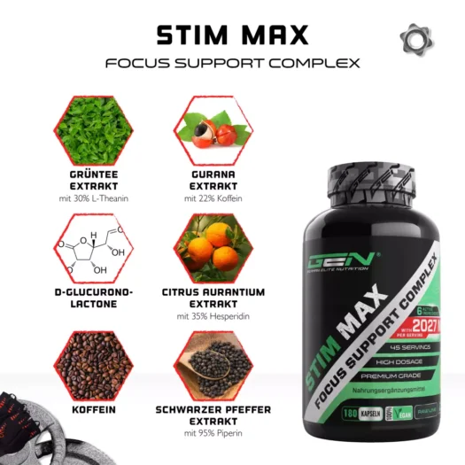 GEN <br>Stim Max Focus Support Complex - 180 capsules - Afbeelding 2