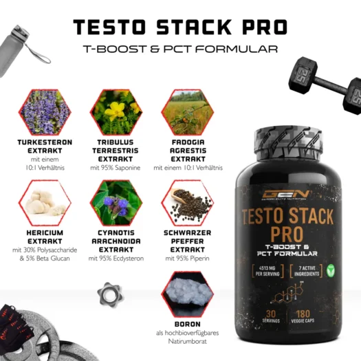 GEN <br>Testo Stack Pro - 180 capsules - Afbeelding 2