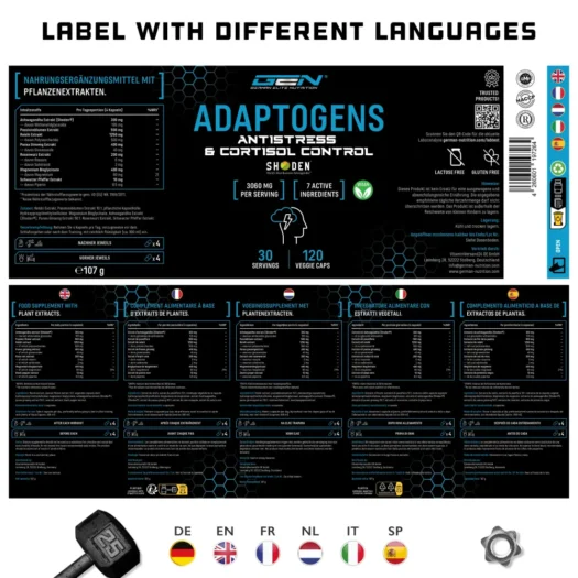 GEN <br>Adaptogene Antistress & Cortisol Control - 120 kapsułek - obrazek 4