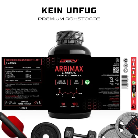 GEN <br>Argimax L-Arginine Triple Complex - 180 kapsułek - obrazek 2