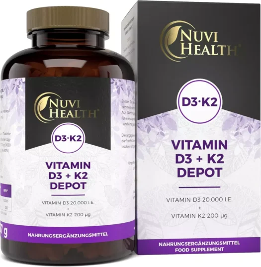 Nuvi Health <br>Vitamin D3 20000 + K2 - 180 Tabletten