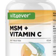 Vit4ever MSM + Vitamine C 1000 mg – 365 Comprimés – face avant