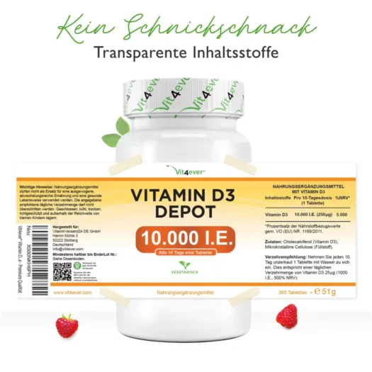 Vit4ever <br>Vitamin D3 10000 I.E. - 365 Tabletten - Imagen 2