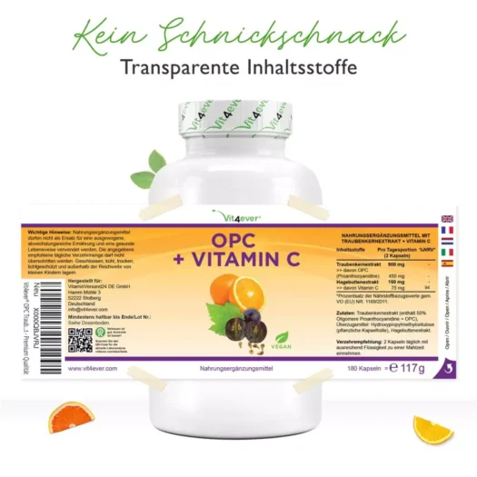 Vit4ever <br>OPC + Vitamin C - 240 Kapseln - Afbeelding 2