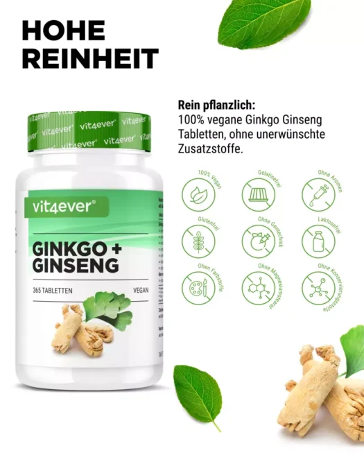 Vit4ever <br>Ginkgo + Ginseng - 365 Tabletten - Image 4