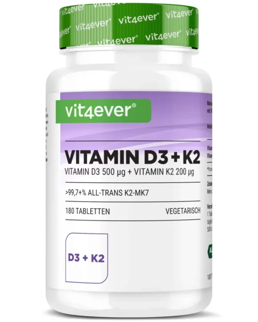 Vit4ever <br>Vitamine D3 20 000 UI + K2 - 180 comprimés [Digital]