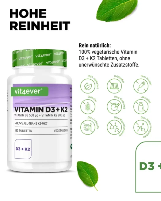 Vit4ever <br>Vitamine D3 20 000 UI + K2 - 180 comprimés [Digital] – Image 4