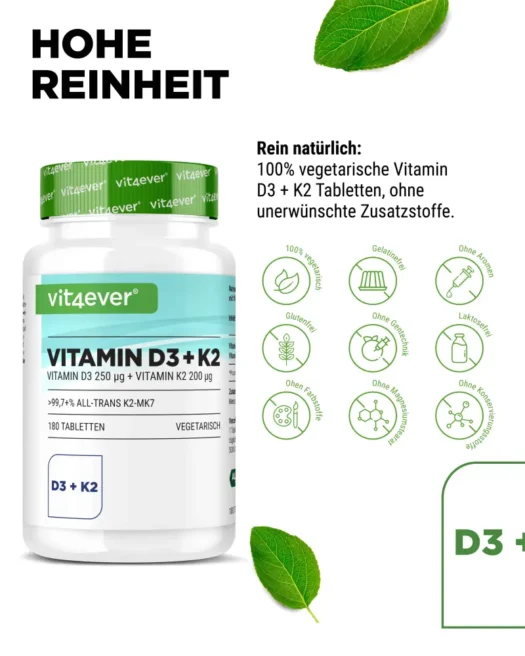 Vit4ever <br>Witamina D3 10000 j.m. + K2 – 180 tabletek - obrazek 4