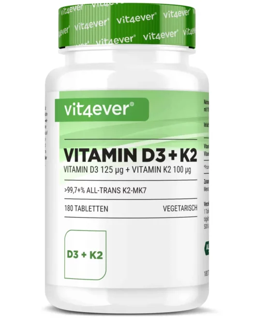 Vit4ever <br>Vitamine D3 5000 IE + K2 - 180 tabletten