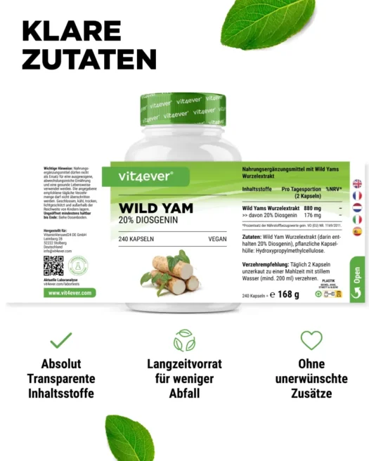 Vit4ever <br>Wild Yam - 240 Kapseln - Image 2