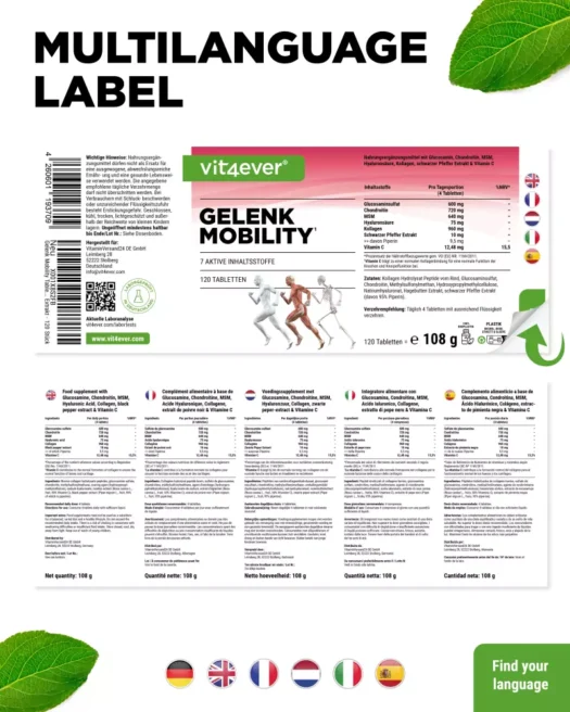 Vit4ever <br>Gelenk Mobility - 120 Tabletten – Bild 3