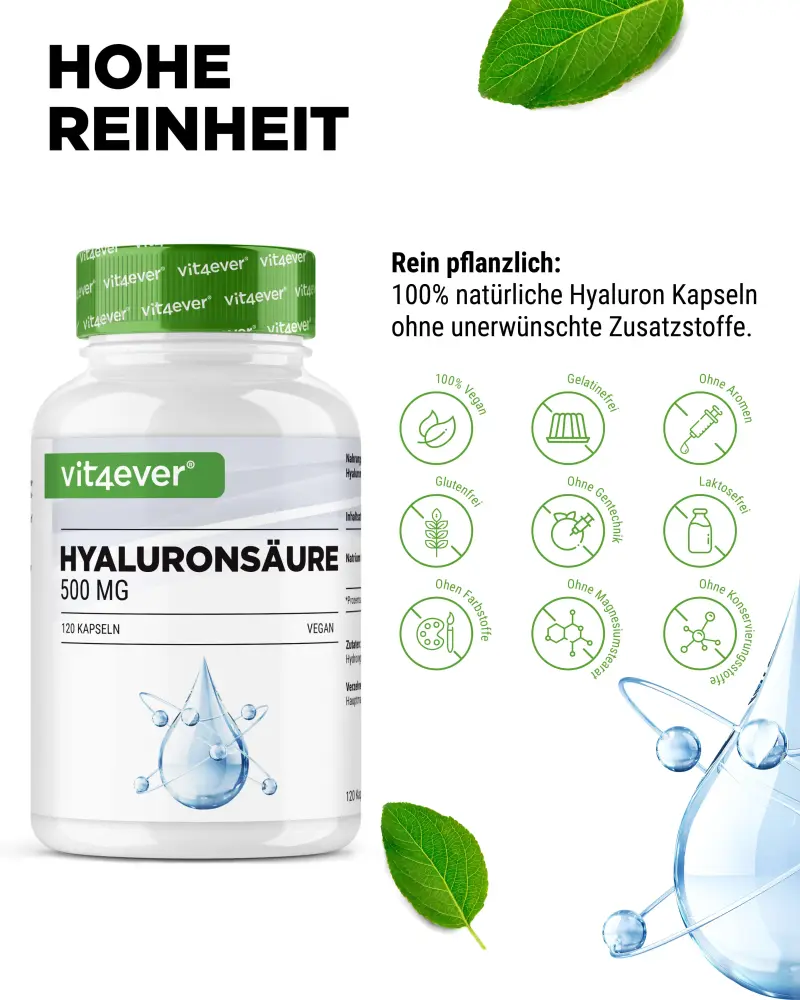 Vit4ever Ácido hialurónico – 120 cápsulas – pureza y propiedades