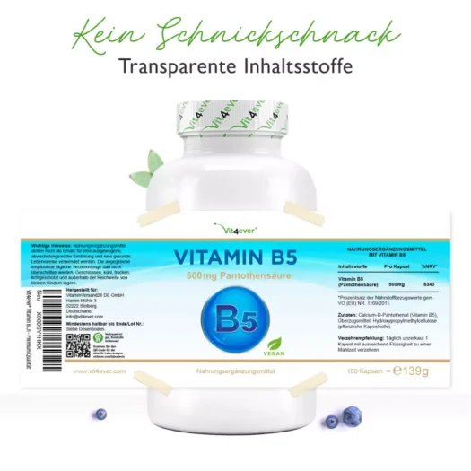 Vit4ever <br>Vitamin B5 - 180 Kapseln - immagine 2