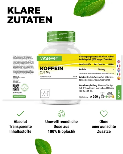 Vit4ever <br>Koffein XXL - 500 Tabletten - Image 2