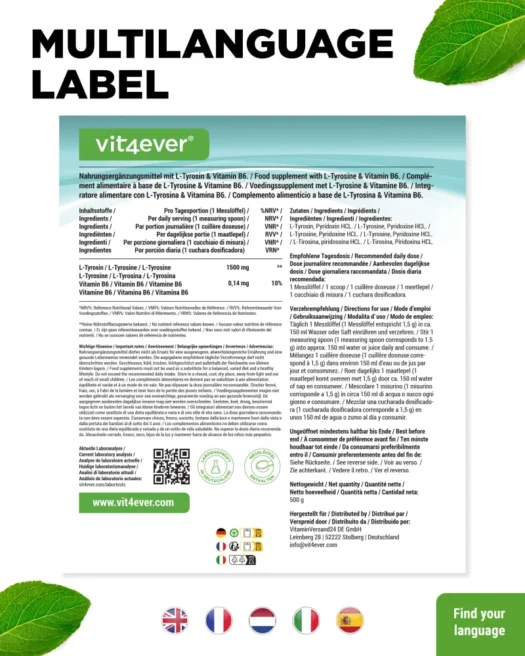 Vit4ever <br>L-Tyrosin - 500 g - Afbeelding 3