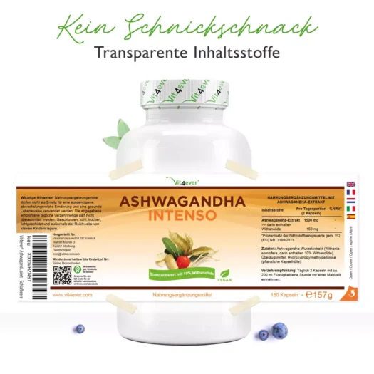 Vit4ever <br>Ashwagandha Extrakt - 180 Kapseln - Afbeelding 2