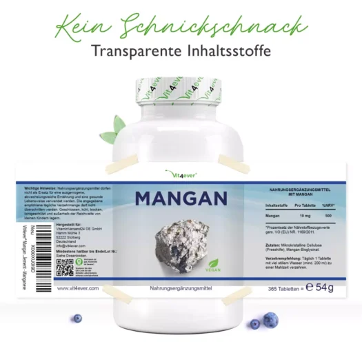 Vit4ever <br>Mangan - 365 Tabletten - Image 2