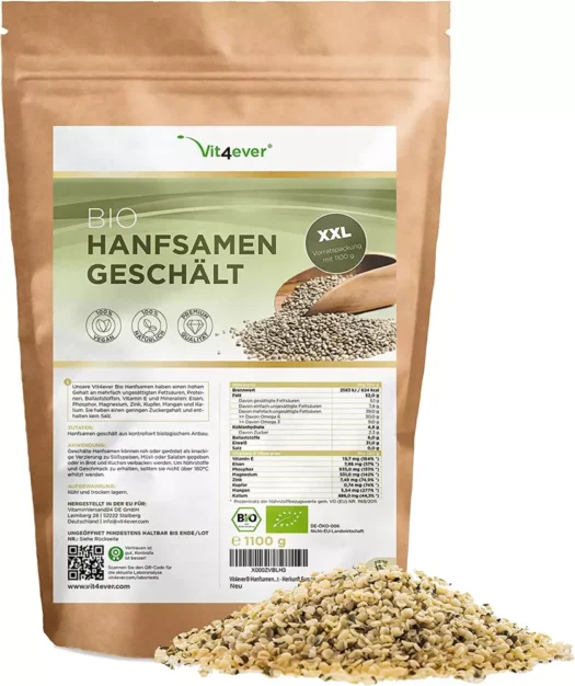 Vit4ever <br>Bio Hanfsamen geschält - 1100 g