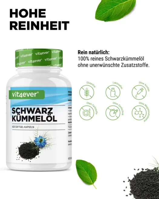 Vit4ever <br>Schwarzkümmelöl - 420 Kapseln - Afbeelding 4