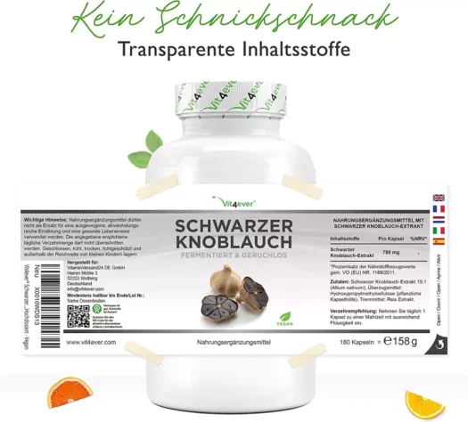 Vit4ever <br>Schwarzer Knoblauch - 180 Kapseln - Afbeelding 2