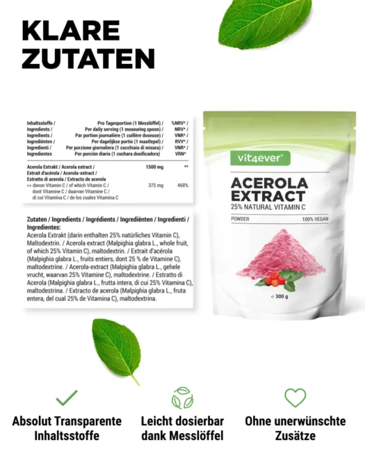 Vit4ever <br>Acerola Extrakt - 300 g - Imagen 2