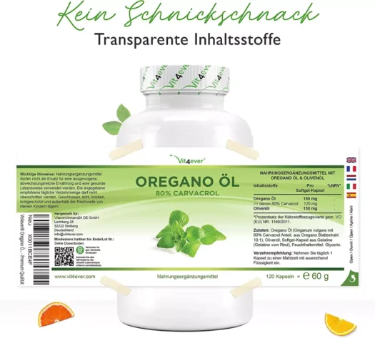 Vit4ever <br>Oregano Öl - 120 Kapseln - Image 2