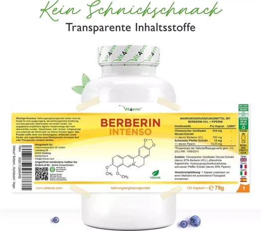 Vit4ever <br>Berberin HCL Intenso - 120 Kapseln - Image 2