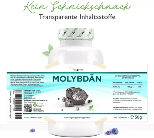 Vit4ever <br>Molybdän - 365 Tabletten - Imagen 2