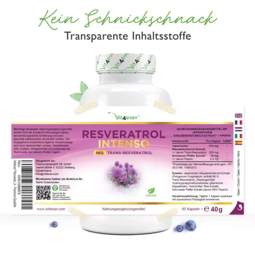 Vit4ever <br>Resveratrol - 60 Kapseln - Afbeelding 2