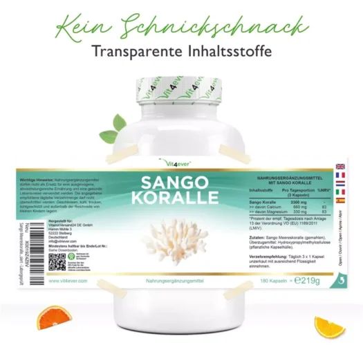 Vit4ever <br>Sango Meereskoralle - 180 Kapseln - Imagen 2