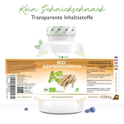 Vit4ever <br>Bio Ashwagandha - 365 Kapseln - Image 2