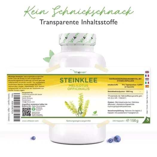 Vit4ever <br>Steinklee - 240 Kapseln - Afbeelding 2