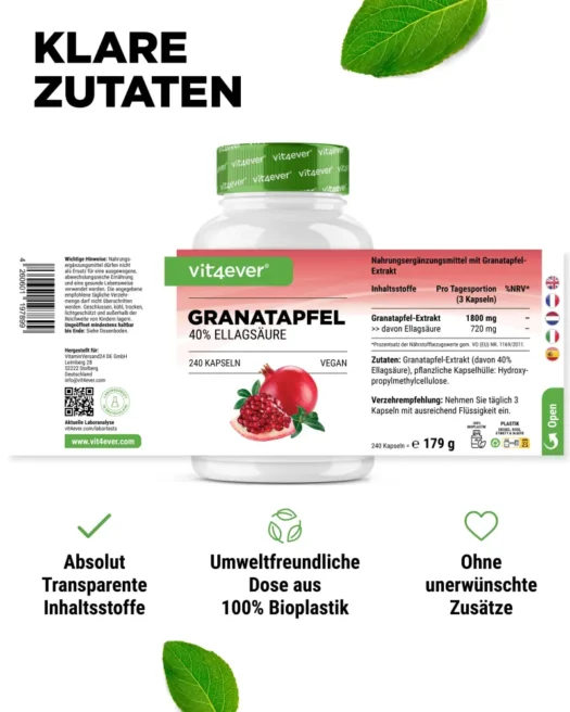 Vit4ever <br>Granatapfel Extrakt - 240 Kapseln - Image 2