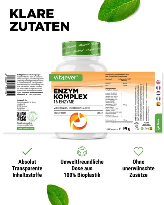 Vit4ever <br>Enzym Komplex - 180 Kapseln - Afbeelding 3