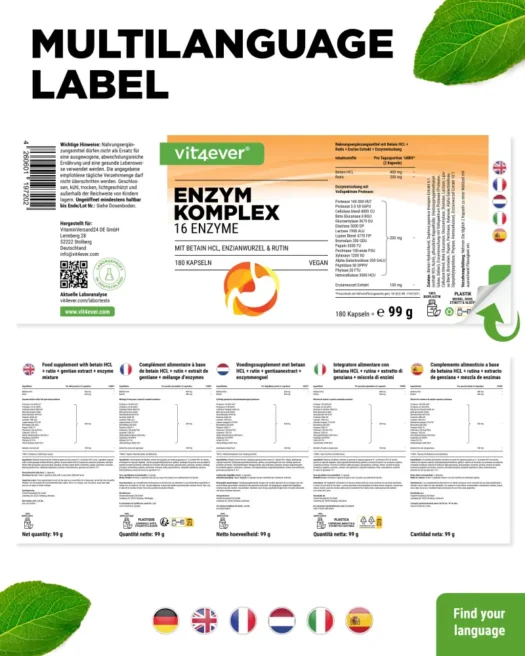 Vit4ever <br>Enzym Komplex - 180 Kapseln - Afbeelding 4