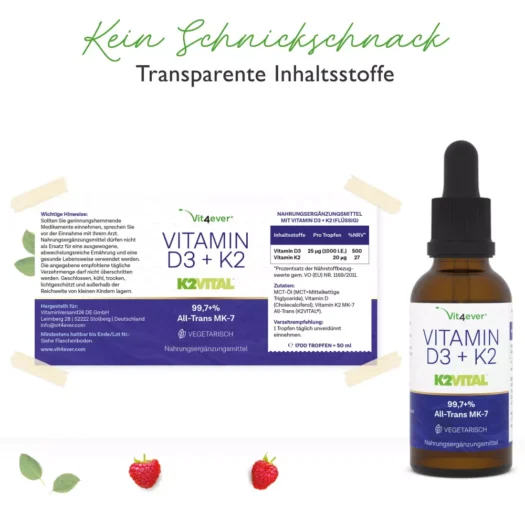 Vit4ever <br>Vitamin D3 + K2 Tropfen - 50 ml - Imagen 2