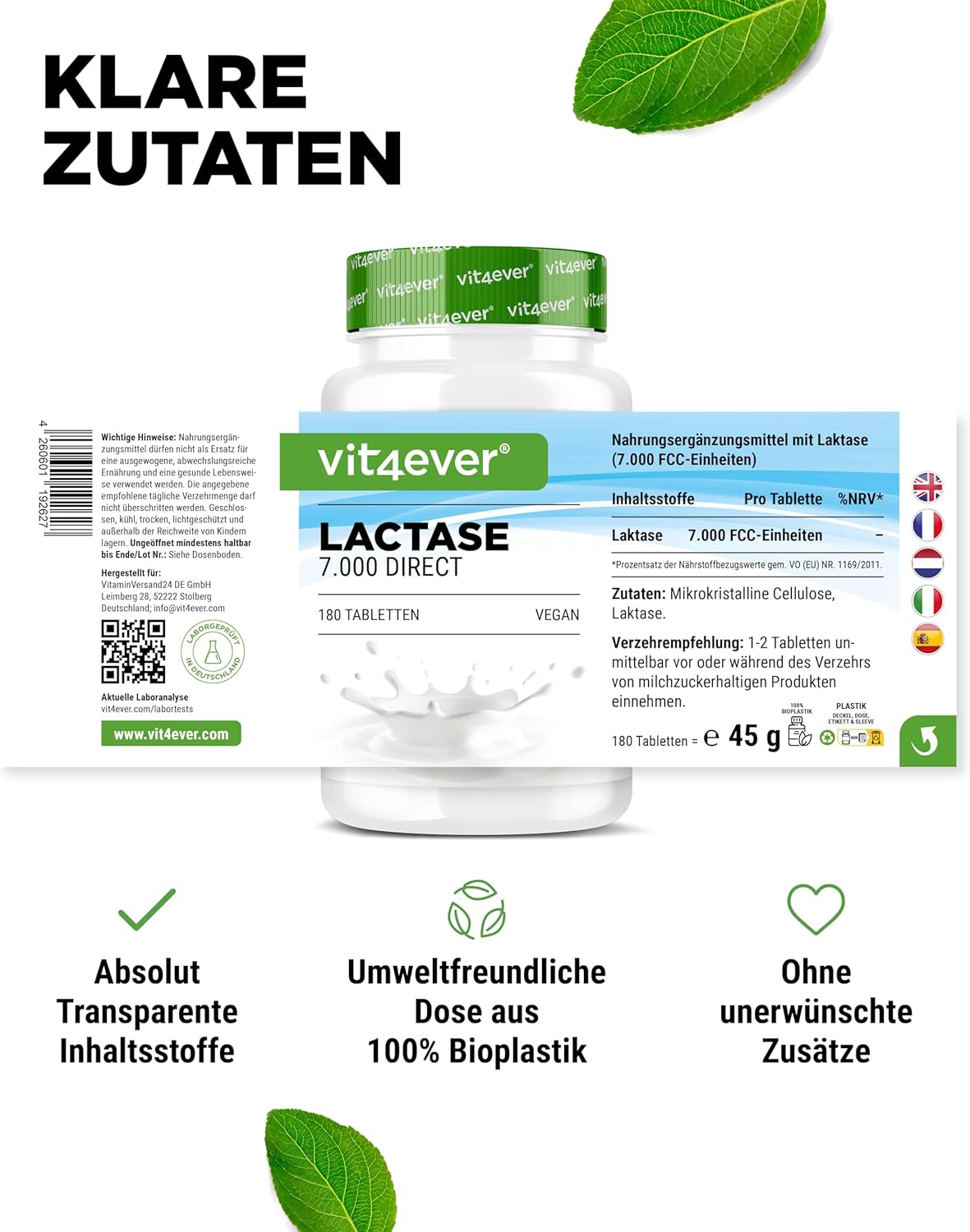 Vit4ever <br>Lactase 7000 direct - diverse hoeveelheden - Image 2