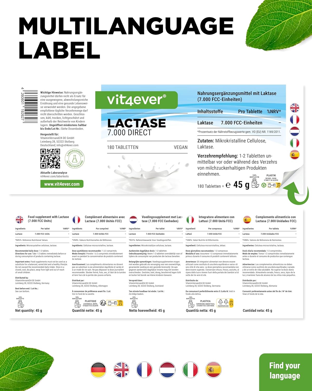 Vit4ever <br>Lactase 7000 direct - diverse hoeveelheden - Image 3