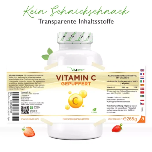 Vit4ever <br>Vitamin C gepuffert - 365 Kapseln – Bild 2