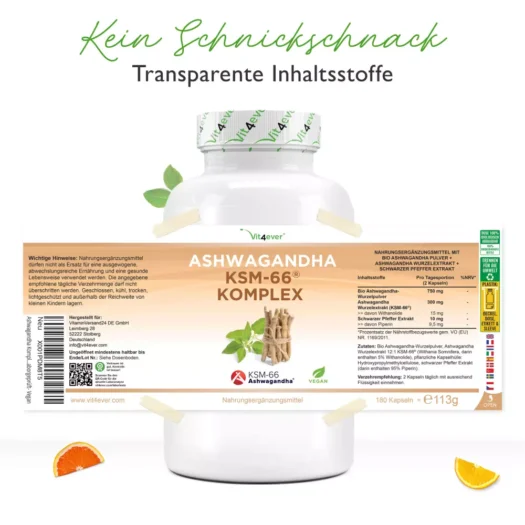 Vit4ever <br>Ashwagandha KSM-66 Komplex - 180 Kapseln - Image 2