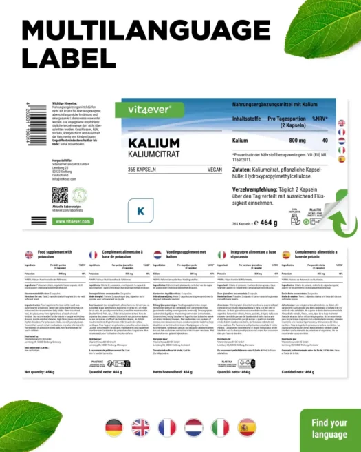 Vit4ever <br>Kalium - 365 Kapseln – Bild 3