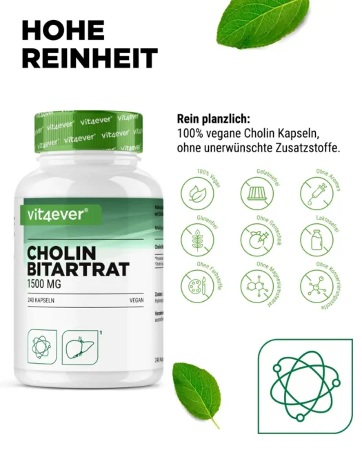 Vit4ever <br>Cholin Bitartrat - 240 Kapseln - Afbeelding 4