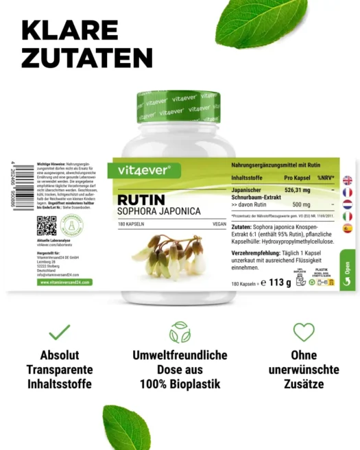 Vit4ever <br>Rutin - 180 Kapseln – Bild 2
