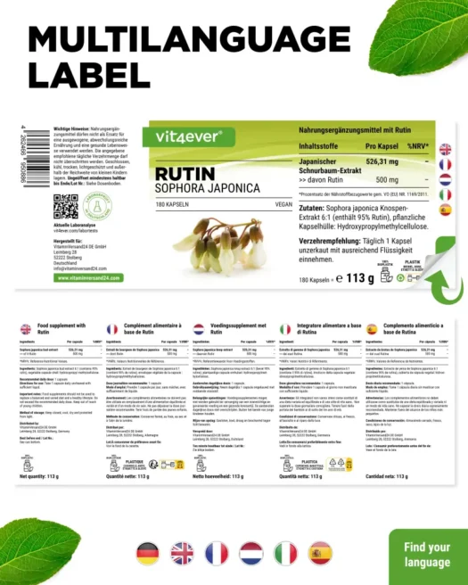 Vit4ever <br>Rutin - 180 Kapseln – Bild 3
