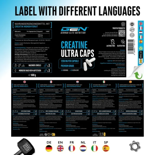 GEN <br>Creatine Ultra Caps - verschillende hoeveelheden - Afbeelding 4