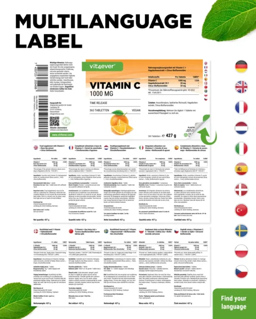 Vit4ever <br>Vitamine C 1000 mg - 365 tabletten - Afbeelding 3