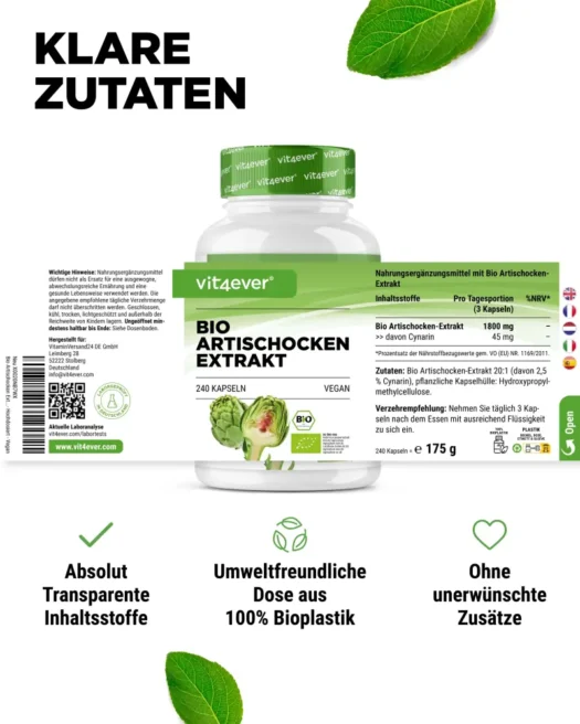 Vit4ever <br>Extrait d'artichaut bio - 240 gélules (Kopie) – Image 2