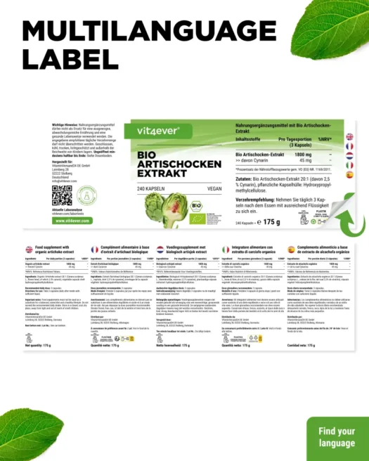 Vit4ever <br>Extrait d'artichaut bio - 240 gélules (Kopie) – Image 3
